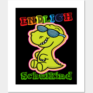 Schulstart Dino Endlich Schulkind 1. Klasse T shirt Posters and Art